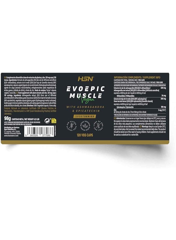 أتش أس أن إيفوبك ماسل - إبيكاتشين من إتش إس إن | ١٢٠ كبسولة نباتية - مثبط الميوستاتين - يساعد على زيادة الوزن وكتلة العضلات* | غير معدل وراثيًا، نباتي، خالٍ من الغلوتين - Image 2